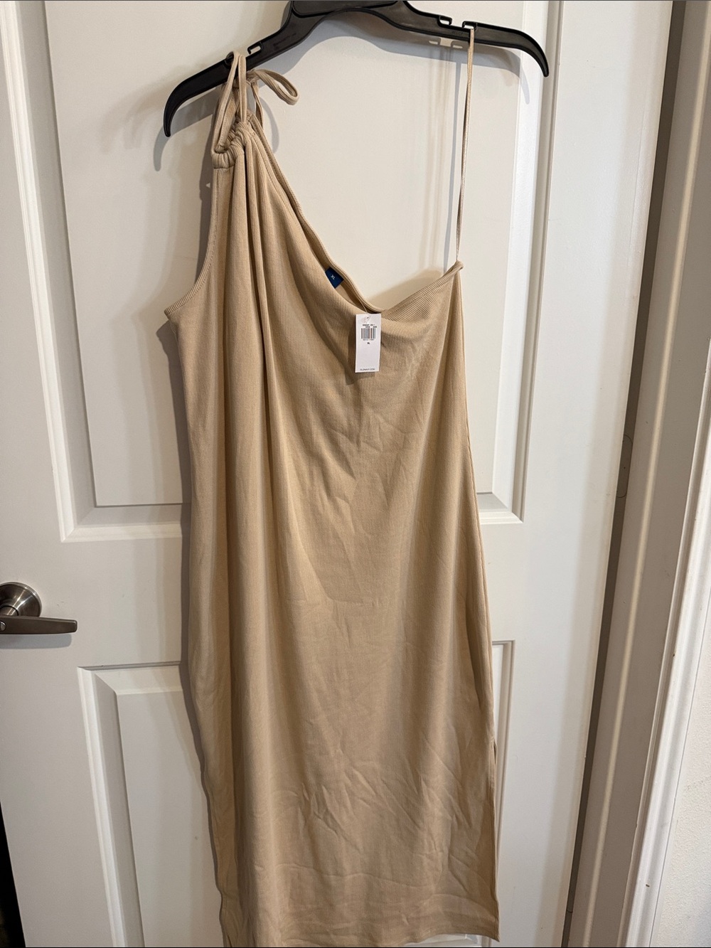 Old Navy One-Shoulder Tie-Detail Dress in Beige